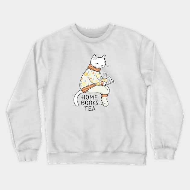 White Cat having a great time at home Crewneck Sweatshirt by runcatrun